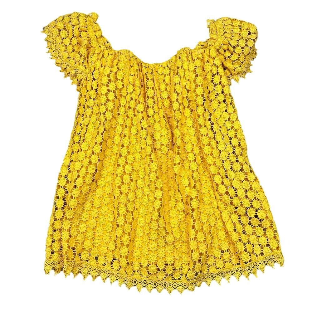 Tularosa Crochet Lace‎ Off Shoulder Dress Women S Yellow Excellent Boho Floral